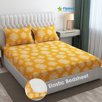 Flipkart SmartBuy 280 TC Microfiber King Floral Fitted (Elastic) Bedsheet(Pack of 1, Yellow)