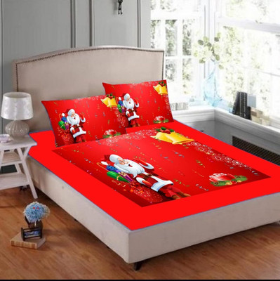 RIYETLI Velvet Double Flat 200 TC Printed Bedsheet(Pack of 1, Multicolor)