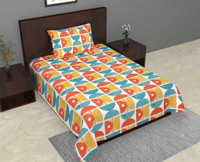 Satnam Prints Cotton Single Flat 140 TC Printed Bedsheet(Pack of 1, Multicolor)