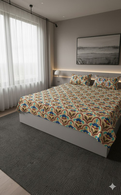 rangloom creations Cotton Double Flat 200 TC Geometric Bedsheet(Pack of 1, Multicolor)