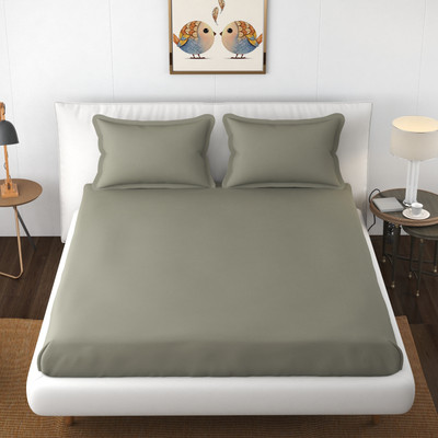 BROMWICK 144 TC Microfiber Double Solid Flat Bedsheet(Pack of 1, Grey)
