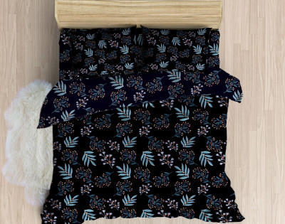 GLORIES 210 TC Cotton King Printed Flat Bedsheet(Pack of 1, blue color)