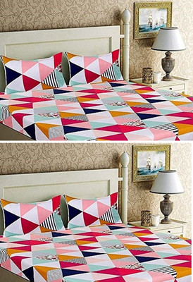 Makhija Cotton Double Flat 210 TC Printed Bedsheet(Pack of 2, Multicolor)