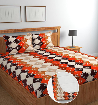 Hot Dealzz 144 TC Microfiber Double 3D Printed Fitted (Elastic) Bedsheet(Pack of 1, Multicolor 4)