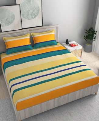 Damac 180 TC Microfiber King Printed Fitted (Elastic) Bedsheet(Pack of 1, Yellow)