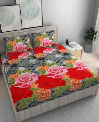 COTTON VILLAS 180 TC Microfiber Double Glow in the Dark Flat Bedsheet(Pack of 1, Grey)