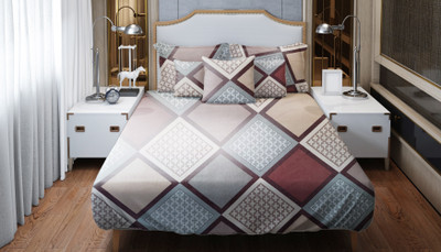 HOMIEE 250 TC Cotton King Floral Fitted (Elastic) Bedsheet(Pack of 1, Diamond)