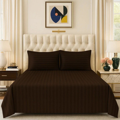 ELEGANT WEAVERS Microfiber Double Flat 144 TC Solid Bedsheet(Pack of 1, Bistre)