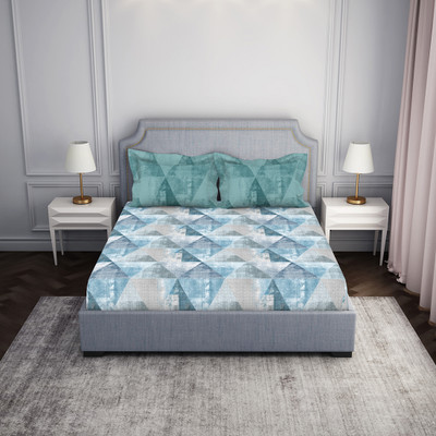SPACES 144 TC Cotton Double Abstract Flat Bedsheet(Pack of 1, Dark Grey)