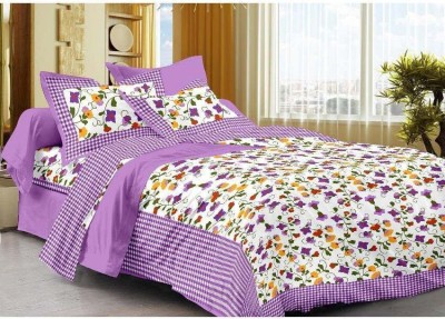 KRISMARTELITE 151 TC Cotton Double Printed Flat Bedsheet(Pack of 1, Purple)