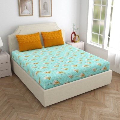 Home Ecstasy 140 TC Cotton Double Geometric Flat Bedsheet(Pack of 1, Green)