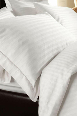 ROOMSTYLE 230 TC Cotton Single Striped Fitted (Elastic) Bedsheet(Pack of 1, White)