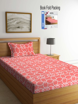 Klotthe 300 TC Polycotton Single Printed Flat Bedsheet(Pack of 1, Red)