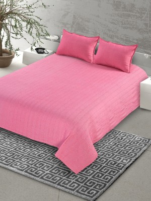 Saral Home 350 TC Cotton Double Self Design Flat Bedsheet(Pack of 1, Pink)