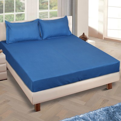 ROMEE 150 TC Cotton Queen Solid Flat Bedsheet(Pack of 1, Blue)