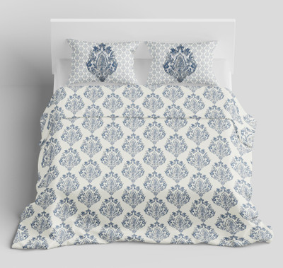 Synergized Cotton Cotton Blend Super King Flat 210 TC Floral Bedsheet(Pack of 1, LIGHT BLUE 12)