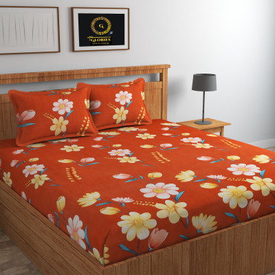 GLORIES 210 TC Cotton King Geometric Fitted (Elastic) Bedsheet(Pack of 1, Multicolor)