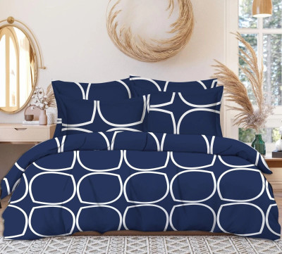 GEDLOVE Cotton Double Flat 140 TC Solid Bedsheet(Pack of 1, BLUE/WHITE)