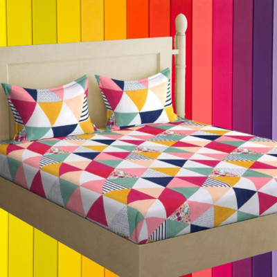 SHVERIRA SYTLE Cotton Double Flat 160 TC 3D Printed Bedsheet(Pack of 1, Multicolor)