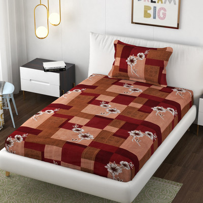 SCHp 320 TC Cotton Single Printed Flat Bedsheet(Pack of 1, B_20)