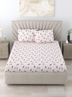Bombay Dyeing Floral Double Dohar for  AC Room(Cotton, White, Red)