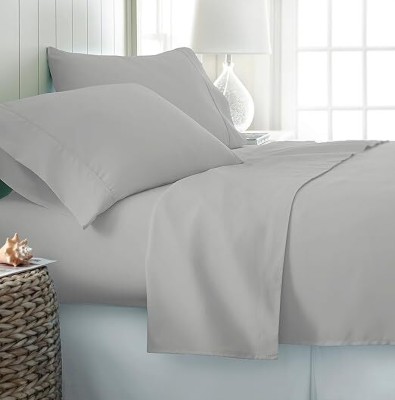 Knight Kavalier 500 TC Cotton Queen Solid Flat Bedsheet(Pack of 1, Silver)