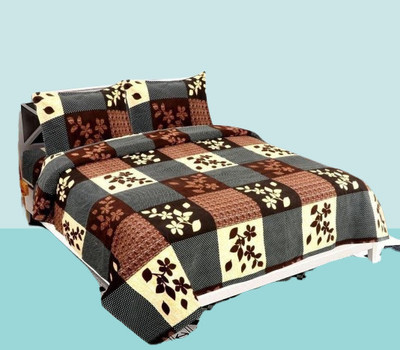 Hazal 210 TC Microfiber Double Geometric Flat Bedsheet(Pack of 1, Multicolor)