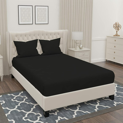 TURIYA Microfiber Queen Flat 220 TC Solid Bedsheet(Pack of 1, Black)