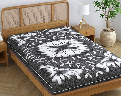 SheetKart Cotton Single Flat 144 TC Floral Bedsheet(Pack of 1, Grey)