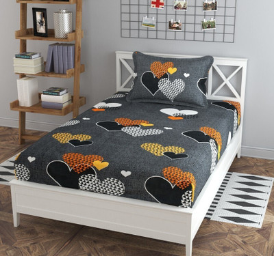 COZYCRADLE 180 TC Cotton Single Printed Flat Bedsheet(Pack of 1, Design 4)