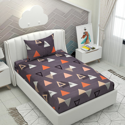 HIDECOR 250 TC Microfiber Single Printed Flat Bedsheet(Pack of 1, Gray)