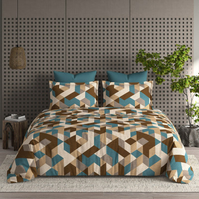 TUNDWAL'S Printed Double Comforter for  Heavy Winter(Cotton, Brown ZigZig)