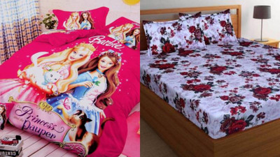 HSR Collection Cotton Double Flat 210 TC Printed Bedsheet(Pack of 2, Multicolor)