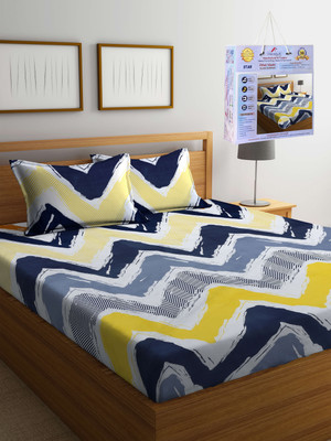 Fabinaliv 300 TC Polycotton King Abstract Fitted (Elastic) Bedsheet(Pack of 1, Multicolor)