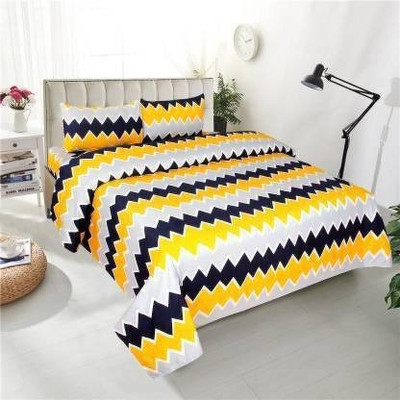 Bubby-L-Areana 1 TC Polycotton Double 3D Printed Flat Bedsheet(Pack of 1, Yellow)