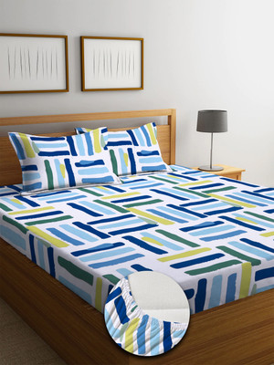 MAYAS COLLECTION Microfiber Double Fitted (Elastic) 250 TC Floral Bedsheet(Pack of 1, Multicolor)