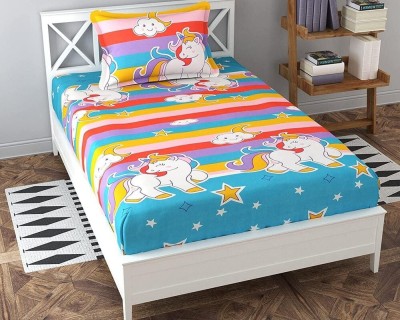 Harbell Home 180 TC Microfiber Single Cartoon Flat Bedsheet(Pack of 1, Multicolor)