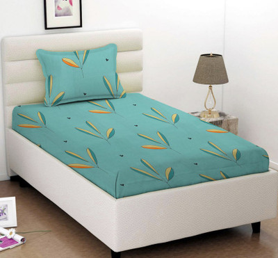 VAS COLLECTIONS 160 TC Microfiber Single Printed Flat Bedsheet(Pack of 1, Firoji)