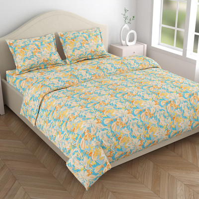 haus & kinder Microfiber Double Flat 120 TC Floral Bedsheet(Pack of 1, Pink, Green)