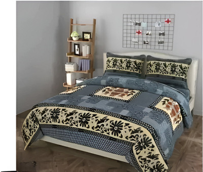 Style Gallery Woolen Double Flat 210 TC Printed Bedsheet(Pack of 1, Grey)