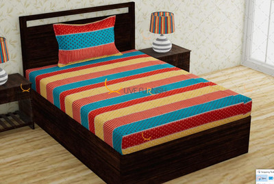 Flipkart SmartBuy 144 TC Cotton Single Printed Flat Bedsheet(Pack of 1, Red, Blue)