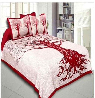 PALANG SHOBHA Cotton Double Flat 240 TC Jaipuri Prints Bedsheet(Pack of 1, Red)