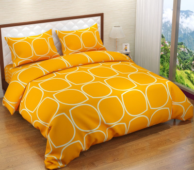 OLDENNA 250 TC Microfiber Double Striped Flat Bedsheet(Pack of 1, YELLOW 2)