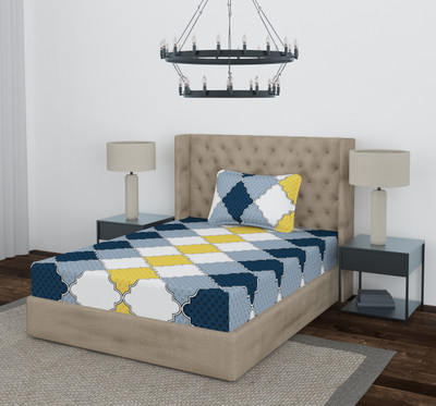 Optra 240 TC Microfiber Single Geometric Flat Bedsheet(Pack of 1, Yellow)