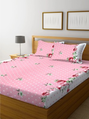 ValiyaFab 320 TC Cotton Queen Printed Fitted (Elastic) Bedsheet(Pack of 1, Multicolor)