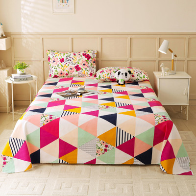 Story@home 180 TC Microfiber Double Printed Flat Bedsheet(Pack of 1, Multicolor)