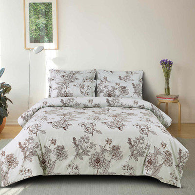 STAR TEX 220 TC Microfiber Double Abstract Flat Bedsheet(Pack of 1, White)