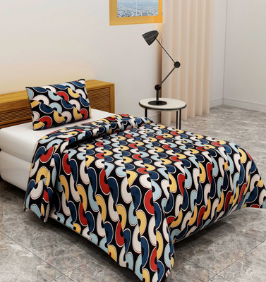 BEVI 280 TC Microfiber Single Printed Flat Bedsheet(Pack of 2, Red)
