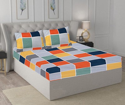 INDHOME LIFE 210 TC Cotton King Abstract Fitted (Elastic) Bedsheet(Pack of 1, Multicolor)