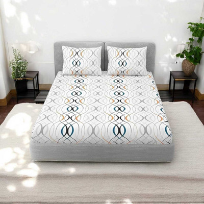 Roomesssentials 230 TC Cotton Double Self Design Flat Bedsheet(Pack of 1, White)